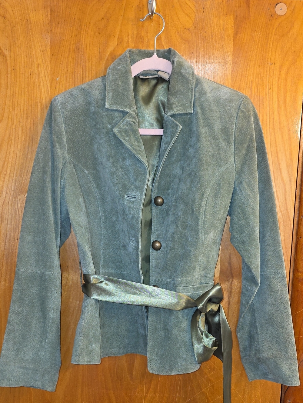 Ruff Hewn Sage Green Suede Belted Blazer